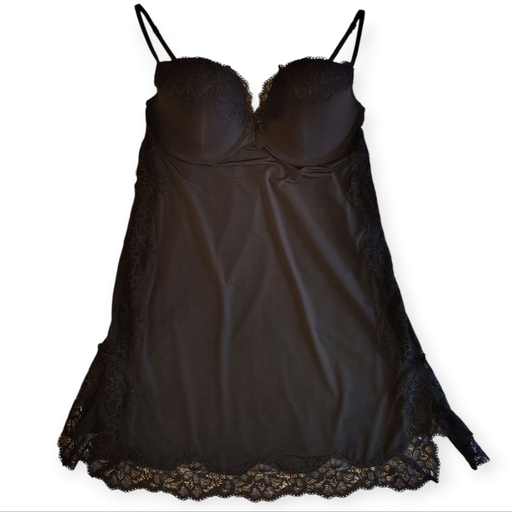 Victoria's Secret Black Lace Trim Chemise